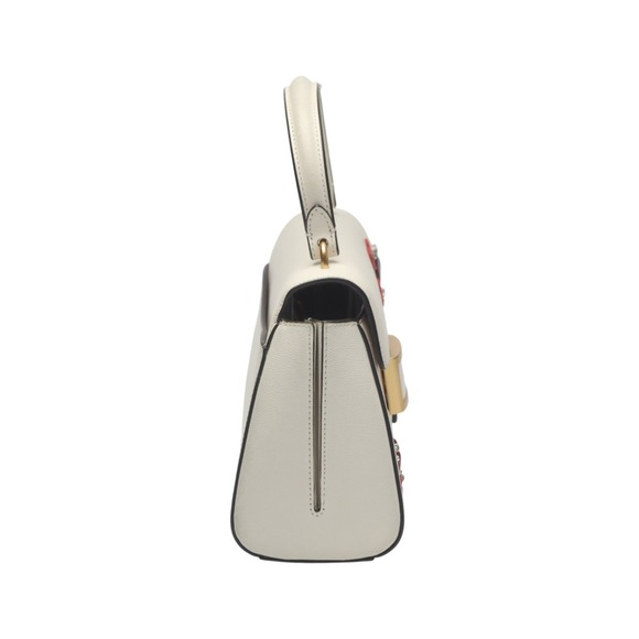 Kate Spade Katie Heart Embellished Small Top Leather Bag in White